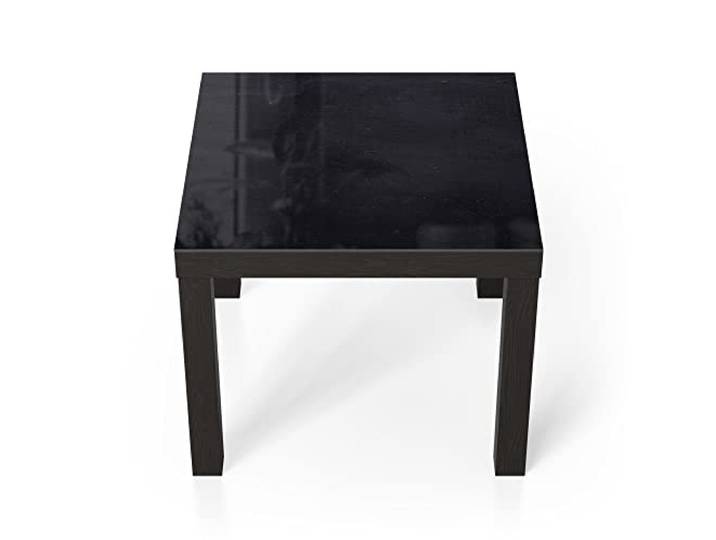 DEQORI Glastisch schwarz klein 55x55 cm Motiv Gerahmte Kreidetafel ausgefallener Beistelltisch aus Glas Hochglanz Couchtisch fürs Wohnzimmer moderner Couch Tisch mit Design