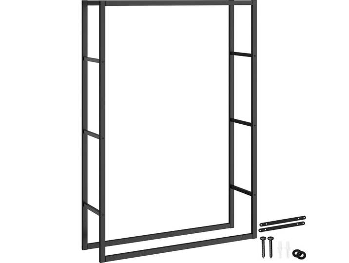 tectake Kaminholzregal Tuby, inklusive Kippschutz, 100,5 x 25 x 150 cm, schwarz, Schwarz, 100.5x150x25 cm, Kleinmöbel, Kamine & Zubehör, Kaminholzregale