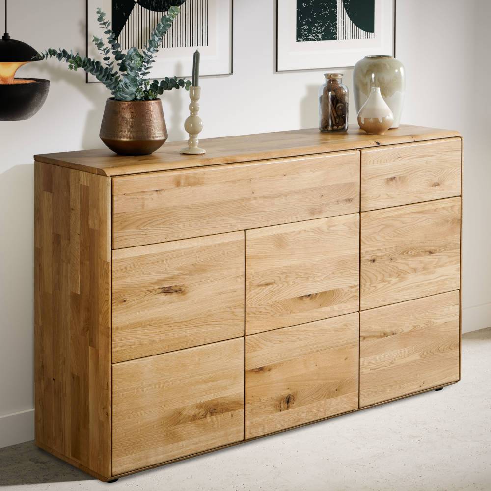 Pharao24.de Sideboard Kommode aus Wildeiche Massivholz 149 cm breit