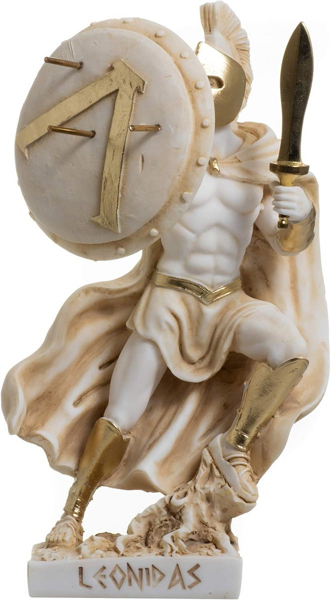 Handgeschilderd Koning Beeld Spartaanse Figuur voor Huisdecoratie - Goudkleurig - Hoogte: 20 cm
