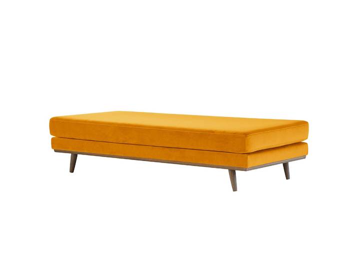 Hockerbank 180 x 43 x 81cm Gelb/Senfgelb Samt Sadia: Senfgelb