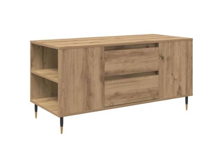 Moderner Couchtisch aus Holz mit Schubladen und Regalen, 102 x