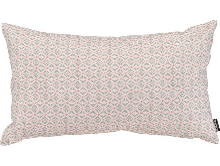 Dekokissen H.O.C.K. Yuri , beige (hellgrau, coral, gemustert), B:30cm H:10cm L:50cm, Polyester, Dekokissen_Sitzkissen_Kissenhüllen, Dekokissen, mit farbigen Mustermix, Kissenhülle mit Füllung, 1 Stück