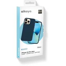 alkaya. LUCID MagSafe kompatible Lederschutzhülle für iPhone 16 Pro Max, Dunkelblau