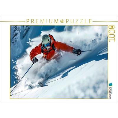 CALVENDO Puzzle Skifahren durch den Tiefschnee | 1000 Teile Lege-Größe 64x48cm Foto-Puzzle für glückliche Stunden, Sonstige von , Calvendo Puzzle