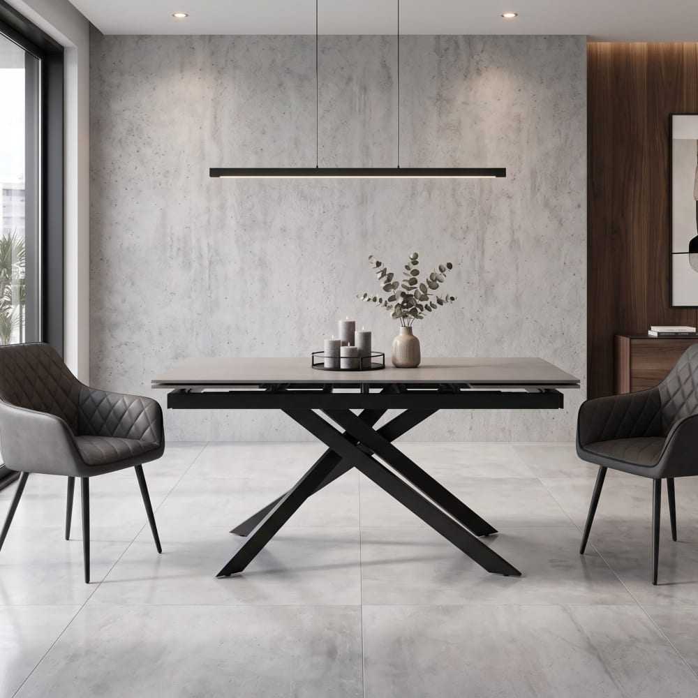 Konte.Design Table extensible céramique pierre grise x anthracite 160-240 cm Gris 160x76x90cm
