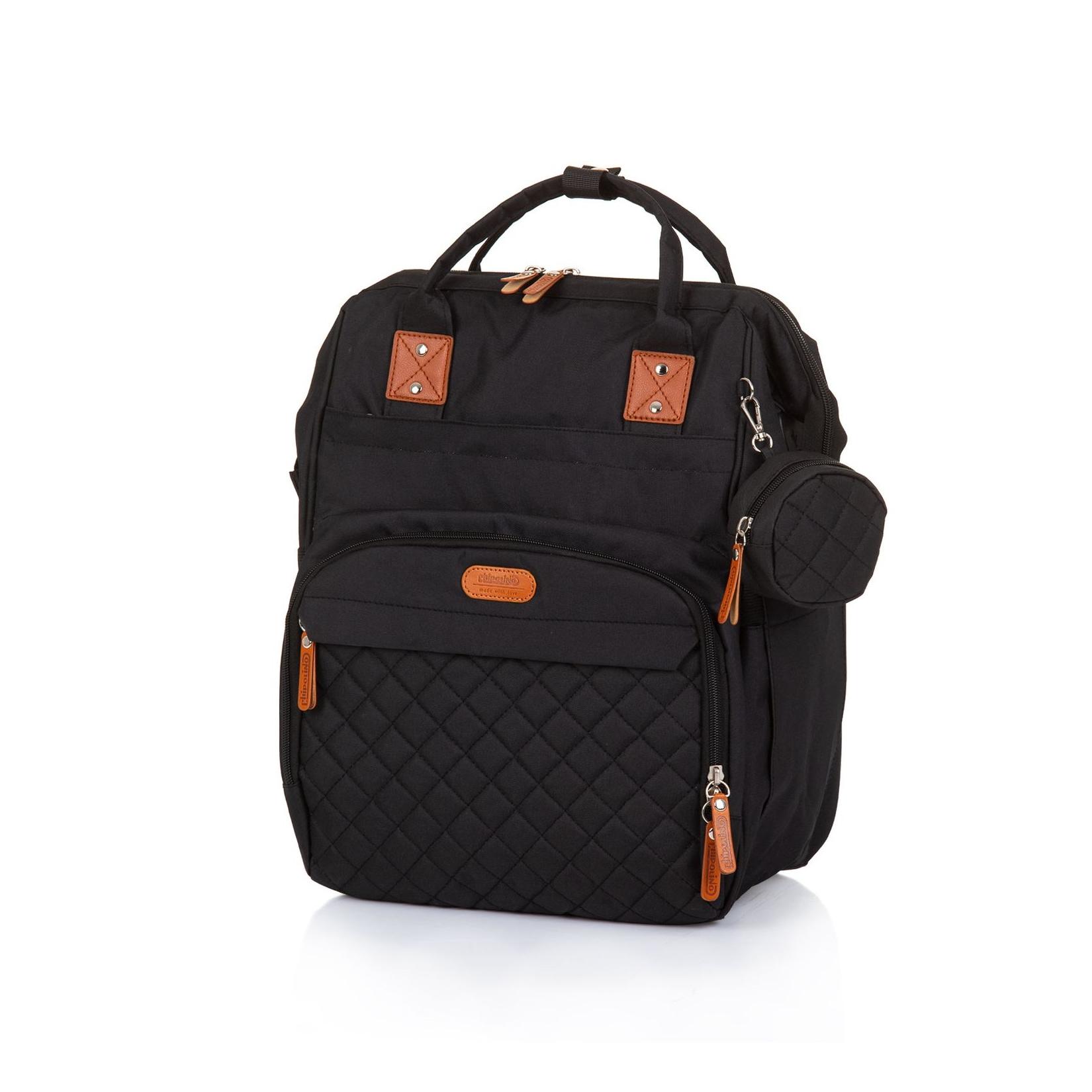 Chipolino Wickeltasche, Kinderwagen Rucksack Reißverschluss Schnullertasche schwarz