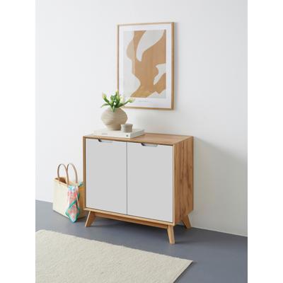 Sideboard OTTO HOME "Pandrup", weiß (eiche, weiß), B:80cm H:75cm T:40cm, Dekorfolie, Hartfaserplatte, MDF, Sideboards, Sideboard, Kommode mit 2 Türen und 2 verstellbare Einlegeböden, B:80 cm, H:75 cm