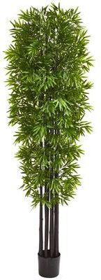 Nearly Natural 7' Bamboo Tree with Black Trunks UV Resistant (Indoor/Outdoor) - Green
