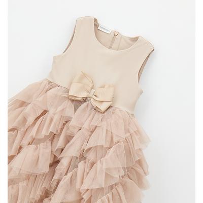 Sommerkleid SARABANDA "BABY GIRL SUMMER DRESS", Mädchen, Gr. 98, EURO-Größen, beige, 100% Polyester, Kleider Sommerkleid