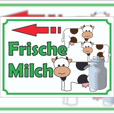 HB-Druck Werbeaufkleber Aufkleber Frische Milch mit Pfeil nach links A2 (420x594mm)
