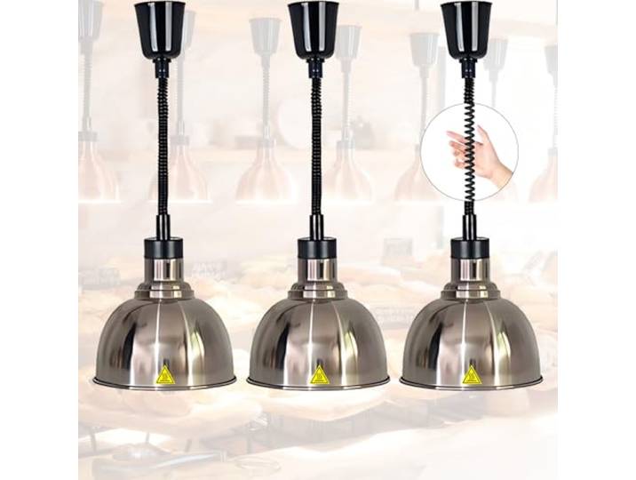VFDZ Wärmelampe Küche Gastro, 250W Wärmelampe Gastronomie für Speisen 19/25 cm Speisenwärmer Lampe für Buffet, Hängende Lebensmittel Wärmelampe Küche für Essen Höhenverstellbar
