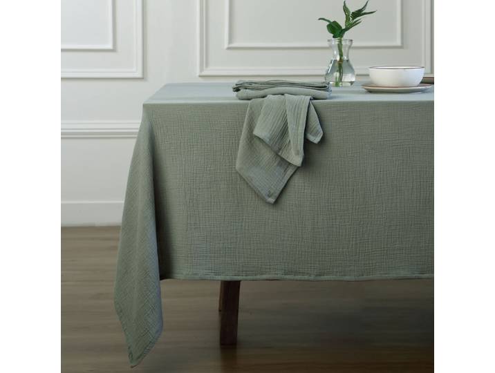 Nappe gaze de coton 150x300 vert céladon