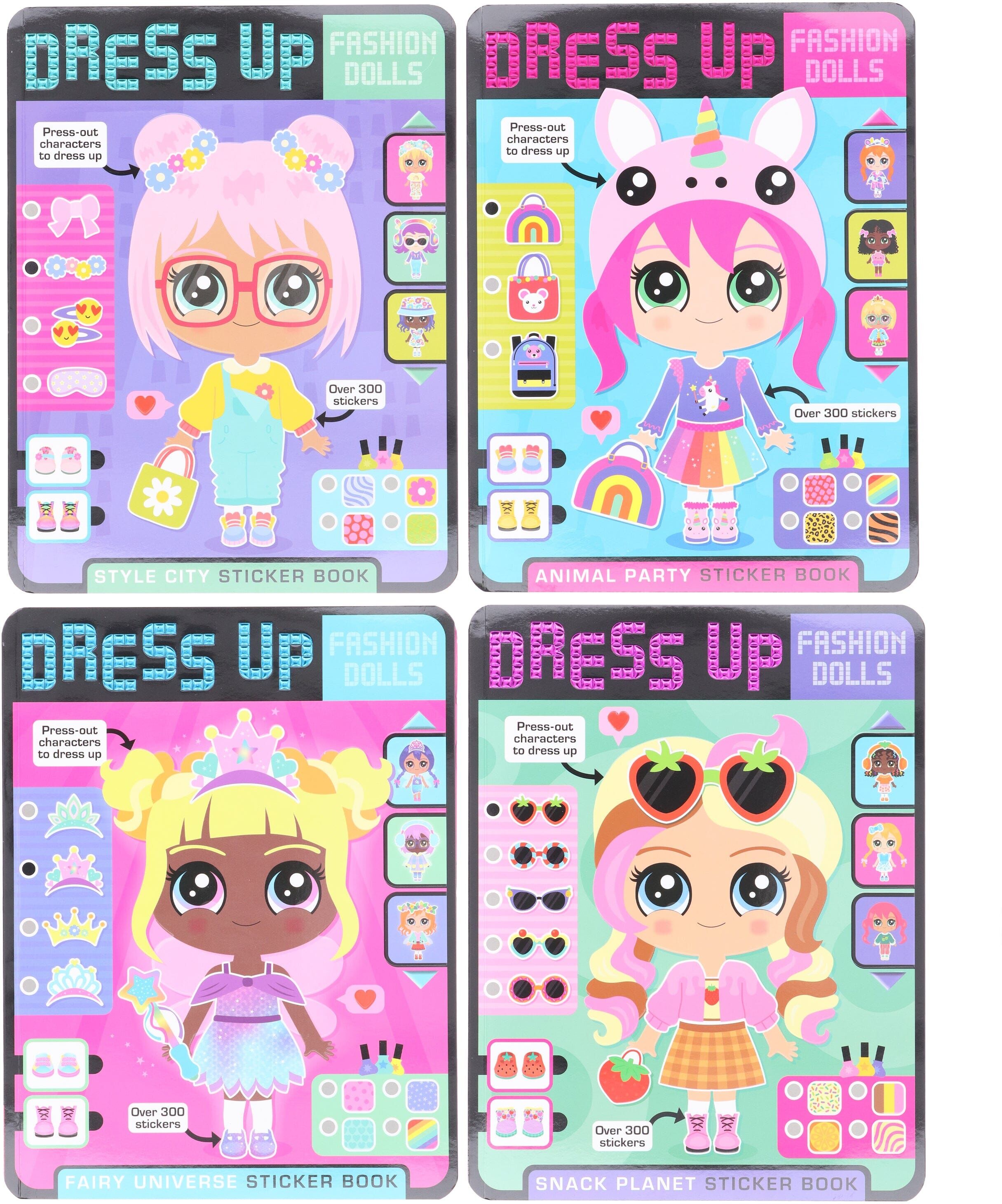 Dress Up Fashion Dolls Collection by Sophie Collingwood Illustrated 4 Sticker Activity Books Set - Ages 5+ - Paperback Make Believe Ideas