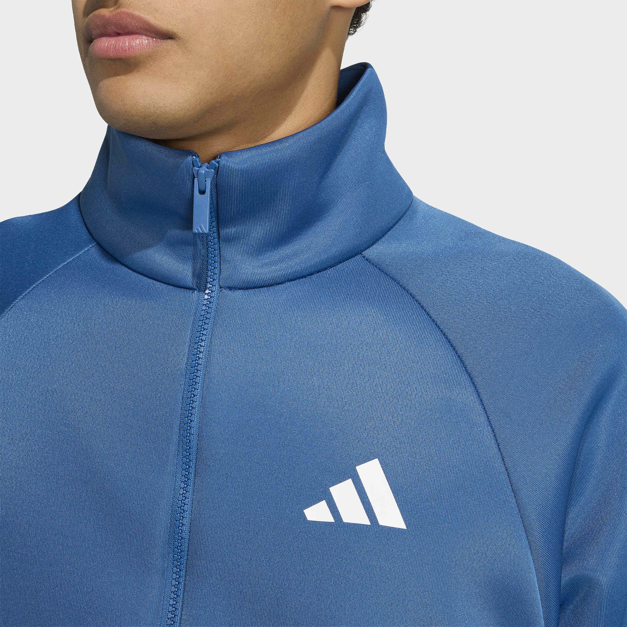 Trainingsjacke ADIDAS SPORTSWEAR "M STADIUM TT", Herren, Gr. L, dupe, weiß, rayblu, Obermaterial: 67% Polyester, 33% Baumwolle, Jacken Trainingsjacke, sportlicher Stil, mit Rollkragen, lockere Passform dupe, weiß, rayblu L