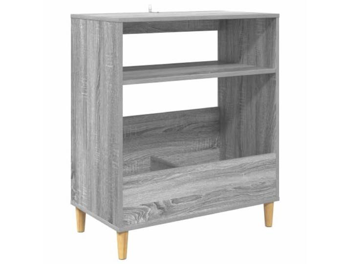 GHVBNMF Plattenspieler Regal mit Beinen, Sonoma-Grau, 71x39,5x83 cm Kompakter LP Schrank für Wohnzimmer und Arbeitsbereich, bietet strukturierte Ablage für Musikanlagen und Vinylplatten.