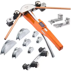 VEVOR Rohrbiegegerät, 6-22 mm, Biegemaschine bis 90°, Vorwärts-/Rückwärts-Handbiegewerkzeug, Rohrbieger mit 7 Aluminiumlegierungs-Biegebacken, für Kupferrohre in der Klima- & Kältetechnik