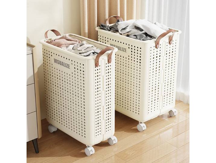 Panier à linge pliable extra large à roulettes, panier à linge sale pliable avec roulettes, panier à linge mobile, paniers de rangement