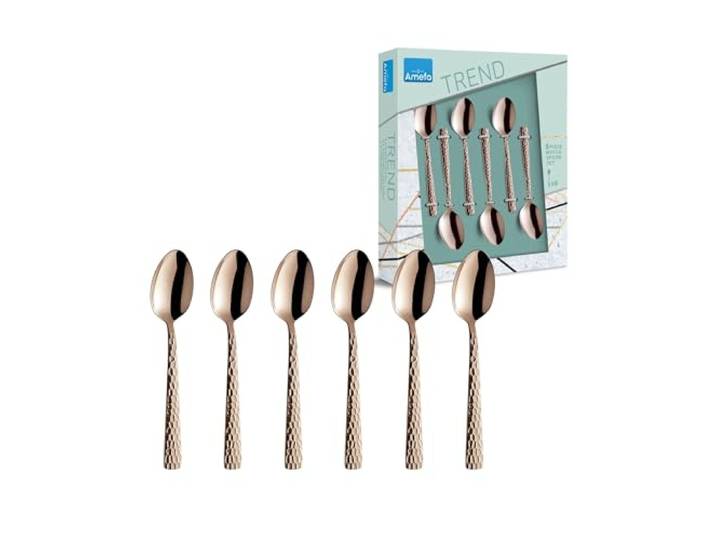 Amefa Felicity - 6 cuillères moka Champagne rosé Lot de 6 cuillères à moka 10\,7 cm\, Champagne rosé mat\, Inox 18/0\, Épaisseur 2\,5 mm\, Ne passe pas au lave-vaisselle