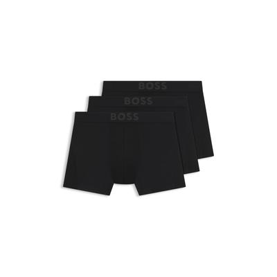 Boxer BOSS, Herren, Gr. XXL, 3 Stk., Single Jersey, schwarz (schwarz 001), Single Jersey, Obermaterial: 91% Polyacryl, 9% Elasthan, unifarben, körpernah, Unterhosen, mit Logobund