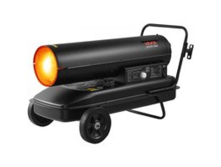 VEVOR Chauffage à Air Pulsé au Kérosène Diesel, 50 kW, Chauffage d'Appoint sur Roues, avec Température Réglable, Type Souffleur, pour Chantier, Garage, Entrepôt, Atelier, Construction, Extérieur, Noir