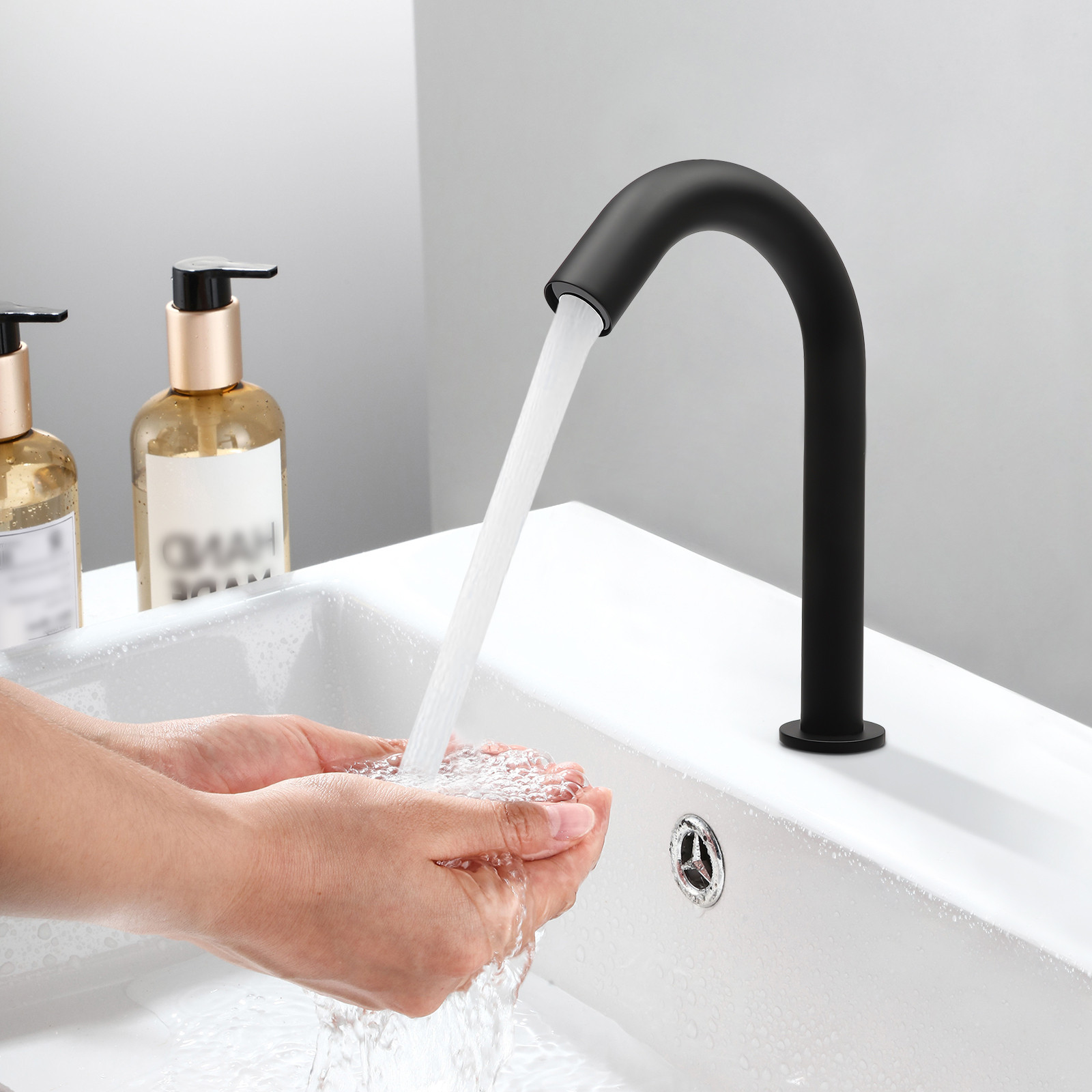 Easybuy Automatische waterkraan met infraroodsensor, wastafelmengkraan in matzwart voor keuken en badkamer
