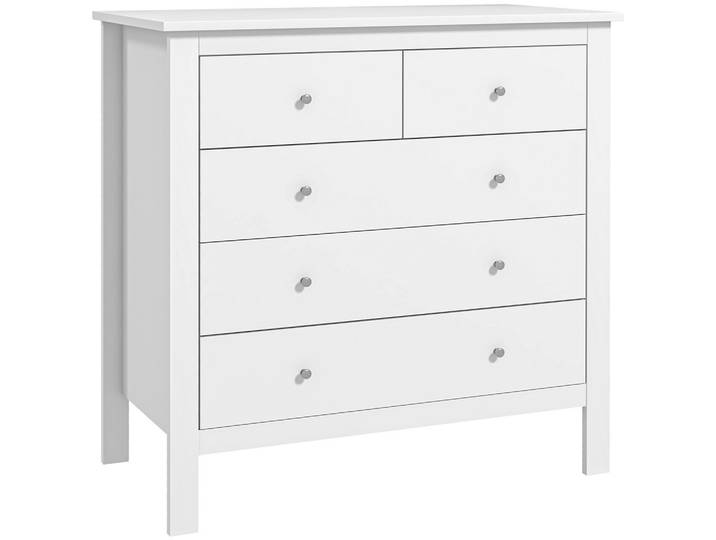 KOMMODE Beistellschrank mit 5 Schubladen Sideboard mit Anti-Kipp-Schutz Weiß