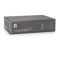 LevelOne 8-Port-Fast Ethernet-PoE-Switch, 4 Ports RJ45, 4 Ports RJ45 PoE Plus, 61.6W