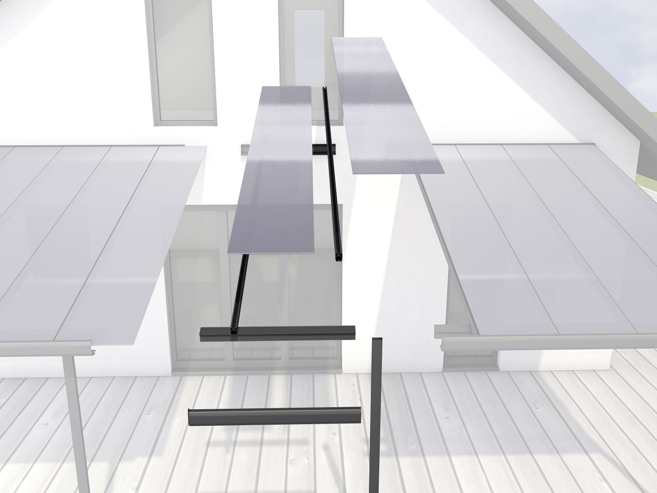 Gutta Terrassendach EW-Satz 120x306cm anthrazit