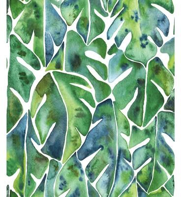 Roommates Green Cat Coquillette Philodendron Peel and Stick Wallpaper
