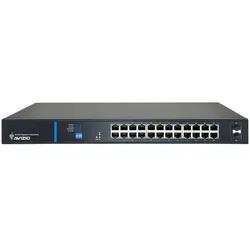 Avizio Switch 24x RJ45 PoE 1Gb/s + 2x SFP Uplink 1Gb/s (24 Ports), Netzwerk Switch, Schwarz