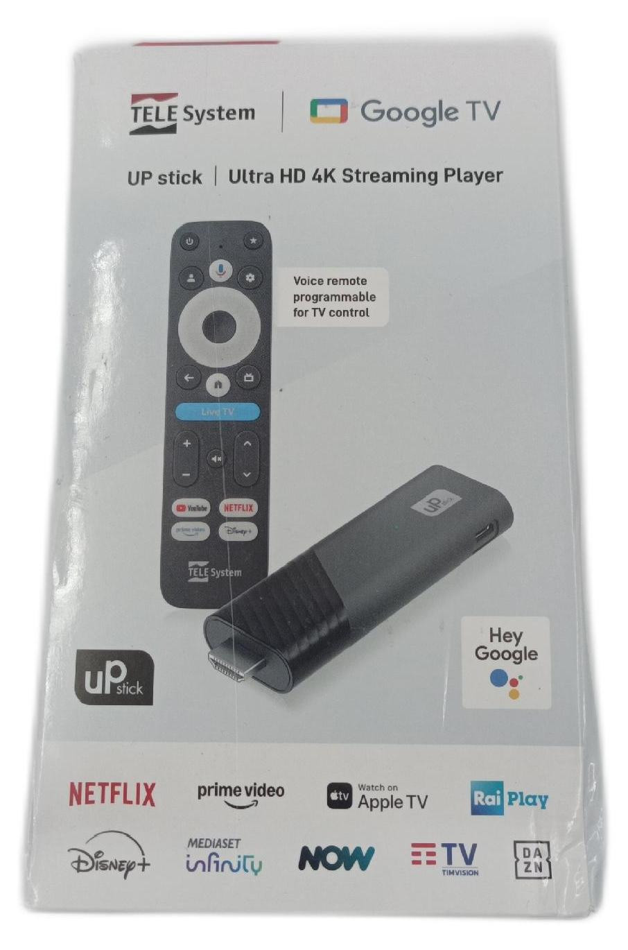 TELE System Streaming Stick Google TV 4K UHD met HDMI en Wi-Fi dual-band en Dolby