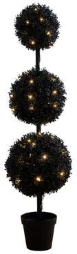 Nearly Natural 5-ft Pre-Lit UV Resistant Halloween Black Artificial Triple Ball