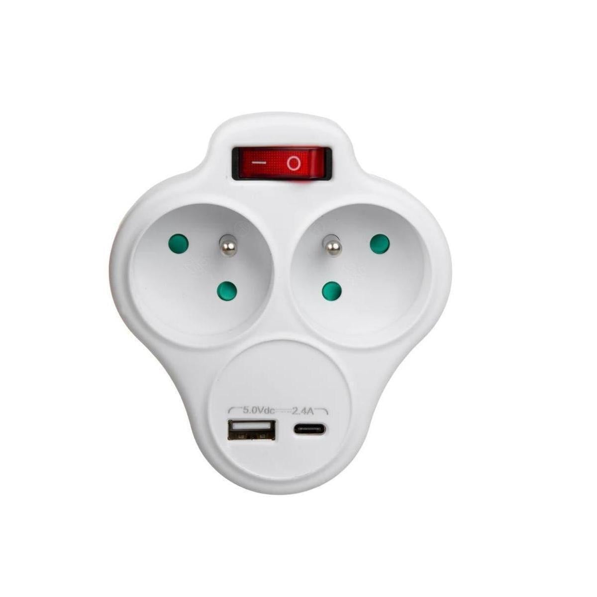 Maclean Splitter MCE336 met dubbele aansluiting en 2 USB-poorten, Type E