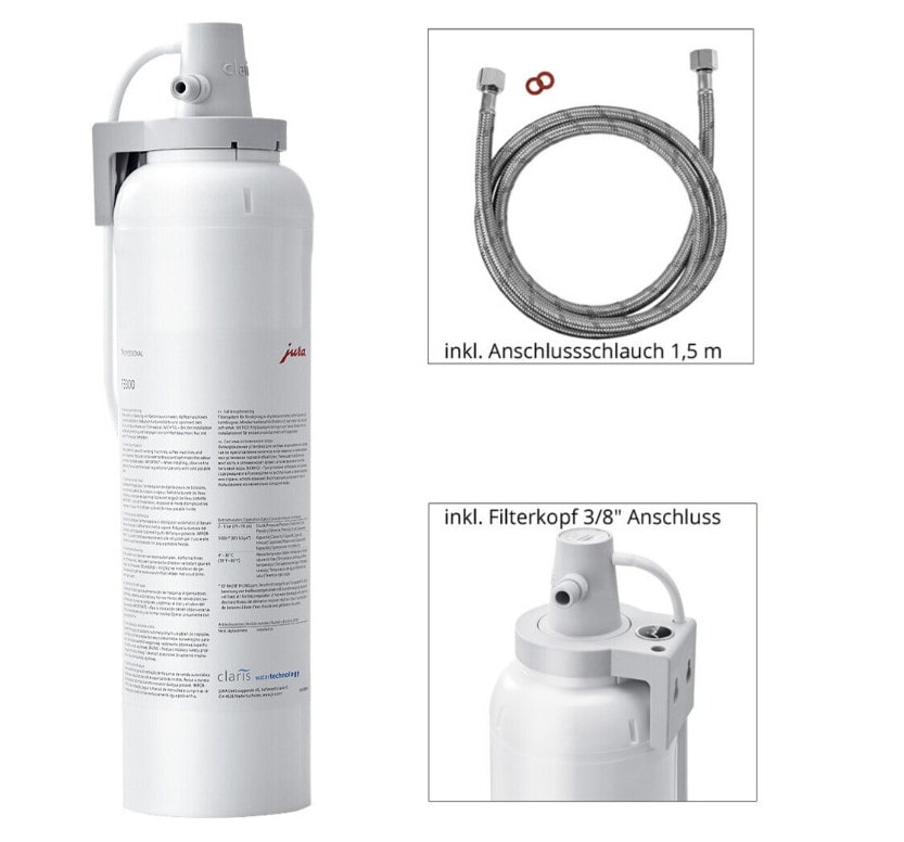 JURA Wasserfilter F3300 für Automaten mit Festwasseranschluss (70332) inkl. Anschlußschlauch und Filterkopf 70332.DE