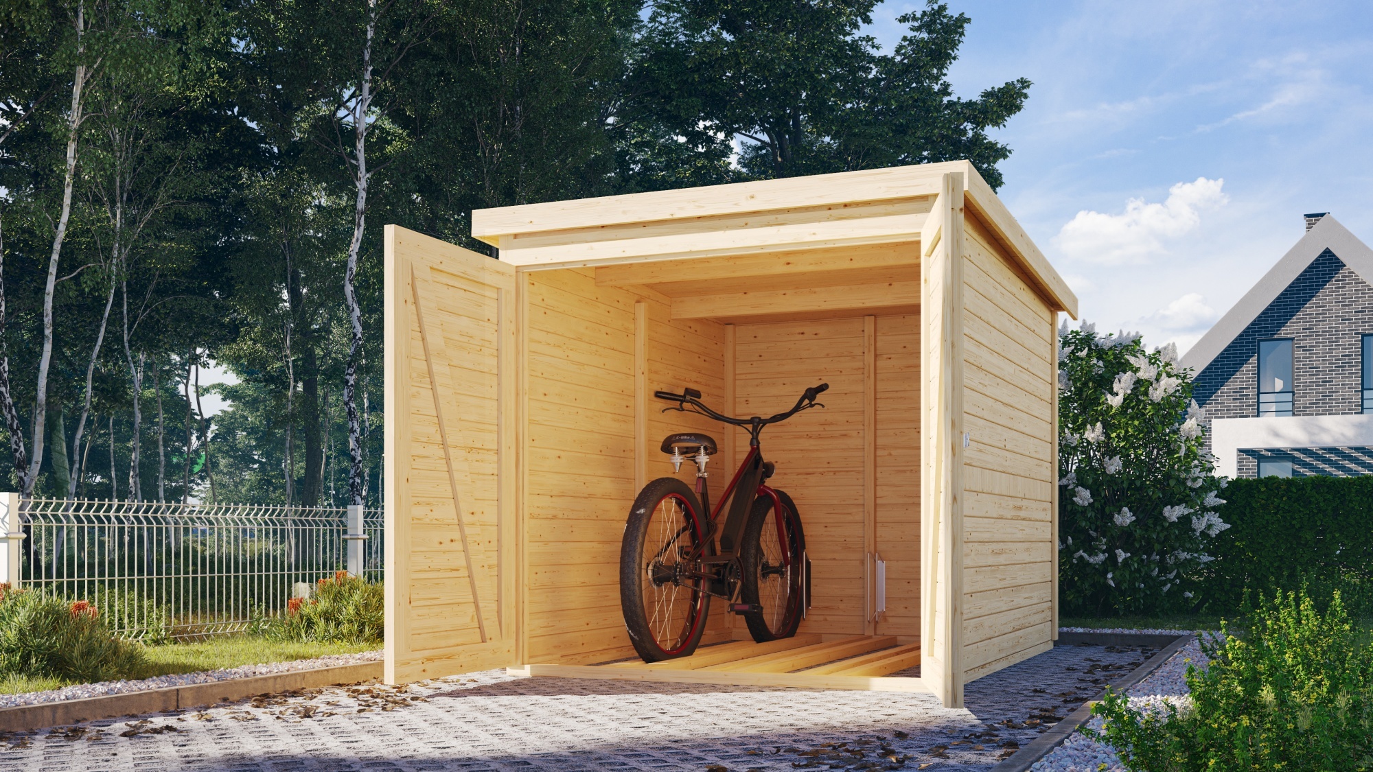 Karibu Gartenhaus Fahrradunterstand Fahrradgarage 3 naturbelassen 163x217x167 cm