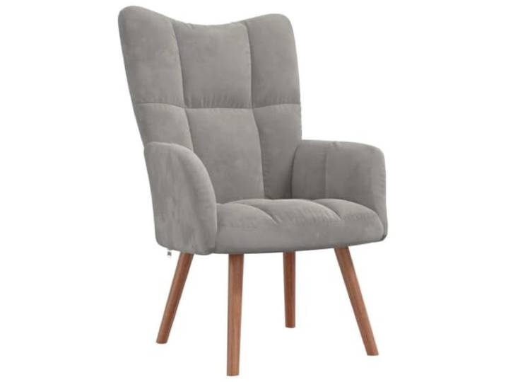 KDVXBCQJH Relaxsessel Samt Hellgrau Armlehnstuhl Polstersessel Holzbeine Eleganter Polstersessel mit weichem Samtbezug und Massivholzbeinen für Wohnzimmer und Schlafzimmer. Hoher Sitzkomfort.