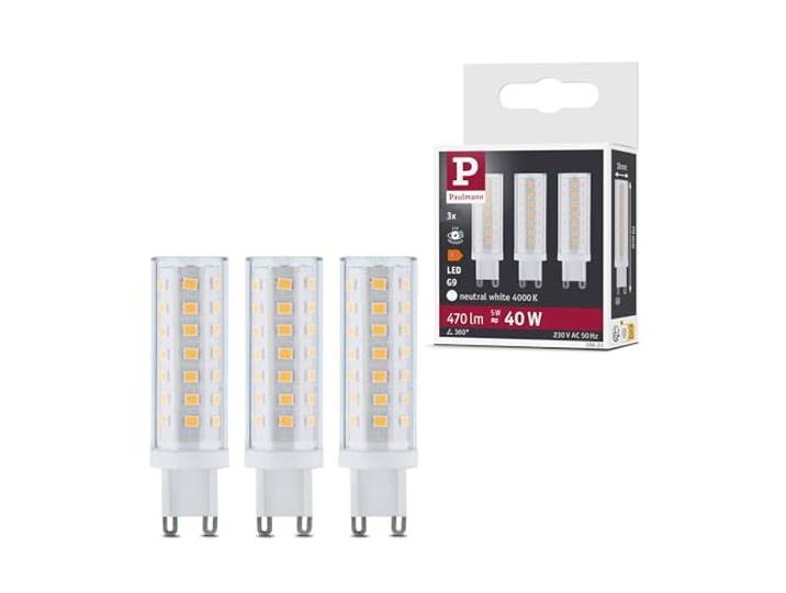Paulmann 28801 LED Lampe 3er Set Stiftsockel Neutralweiß 3x5 Watt Energiesparlampe Klar Beleuchtung Lampen 4000 K G9