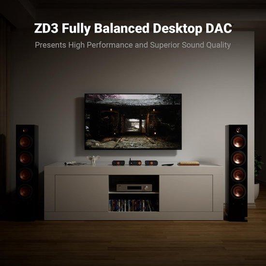ZD3 DAC Vorverstärker, vollständig symmetrischer Digital-Analog-Audio-Wandler mit Bluetooth-/USB-/optischem/COAX-/TV-HDMI-ARC-Eingang, XLR-/RCA-Ausgang, mit Fernbedienung