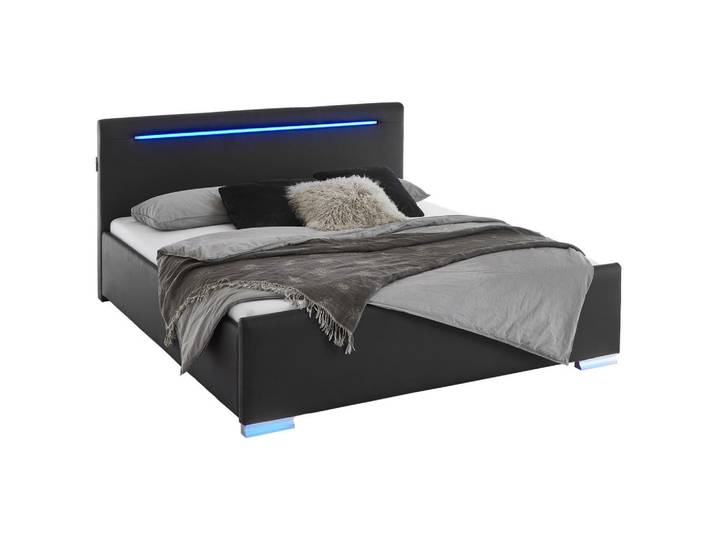 Boxxx Polsterbett, Schwarz, Kunststoff, 180x200 cm, Reach, gepolstertes Kopfteil, Schlafzimmer, Betten, Polsterbetten
