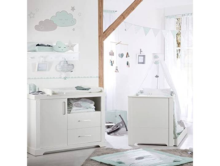 roba Kindermöbelset 'Maxi‘, 2-tlg inkl. Kombi-Bett, 70 x 140 cm und breiter Wickelkommode, weiß