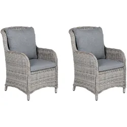 GARTENSESSEL 2er-Set PE Rattan grau Cascais