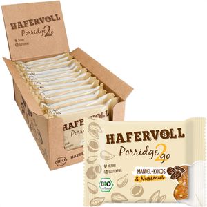 Hafervoll Müsliriegel Porridge2Go Mandel Kokos, BIO, vegan, gluten- & laktosefrei, je 55 g, 13 Riegel