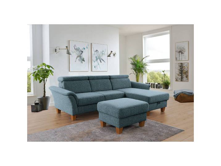 Polsterhocker Eustis 74 x 48 x 63cm Blau Flachgewebe Amra: Blaugrau
