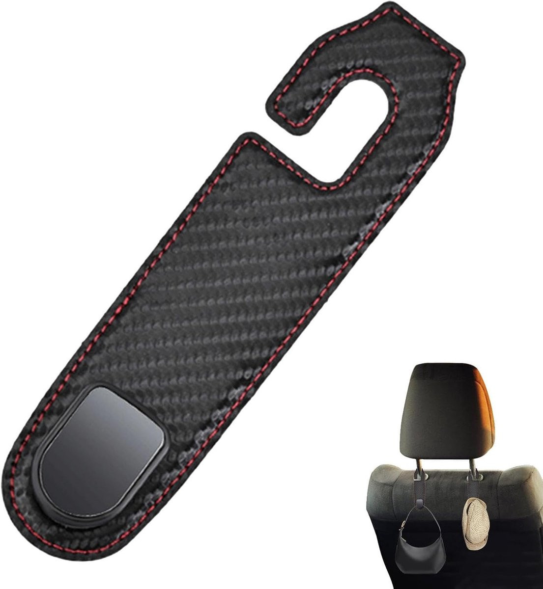 Robuuste koolstofvezel hoofdsteunhaken voor auto voor het opbergen van tassen - 2,8 x 5 x 2,8 cm