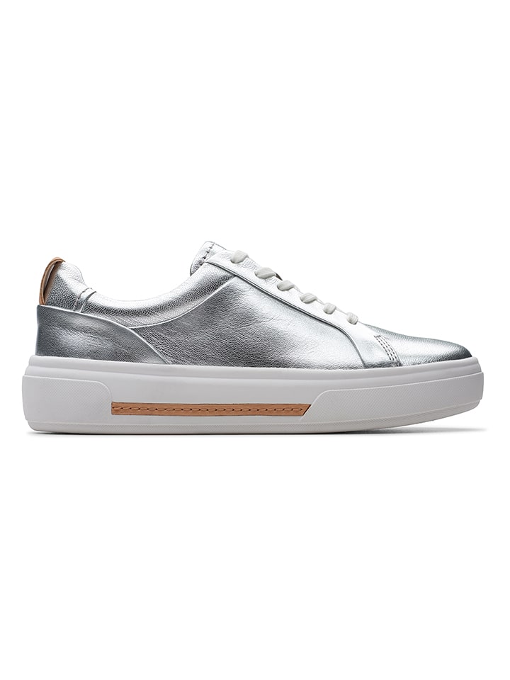 Clarks Leder-Sneakers "Hollyhock Walk" in Silber - 41