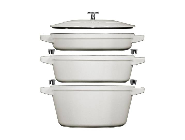 STAUB Ensemble de casseroles et poêles empilables Staub 5 pièces White truffle