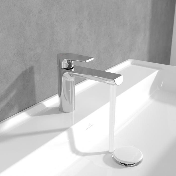 Villeroy und Boch Liberty Einhebel-Waschtischarmatur TVW10700300161 verlängert, ohne Ablaufgarnitur, verstellbarer Strahlregler, chrom