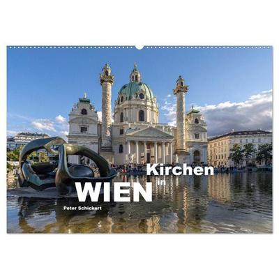 Kirchen in Wien (Wandkalender 2027 DIN A2 quer), CALVENDO Monatskalender