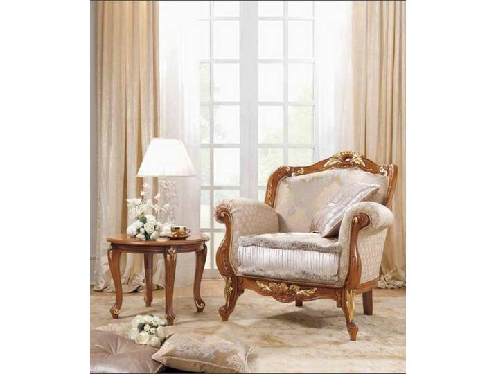 JVmoebel Sessel Barock Sofa in Beige mit Holzrahmen und klassischem Polsterdesign (Sessel), Made in Europa